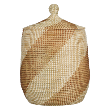 Mand inclusief deksel bruin wit h65xd45 cm