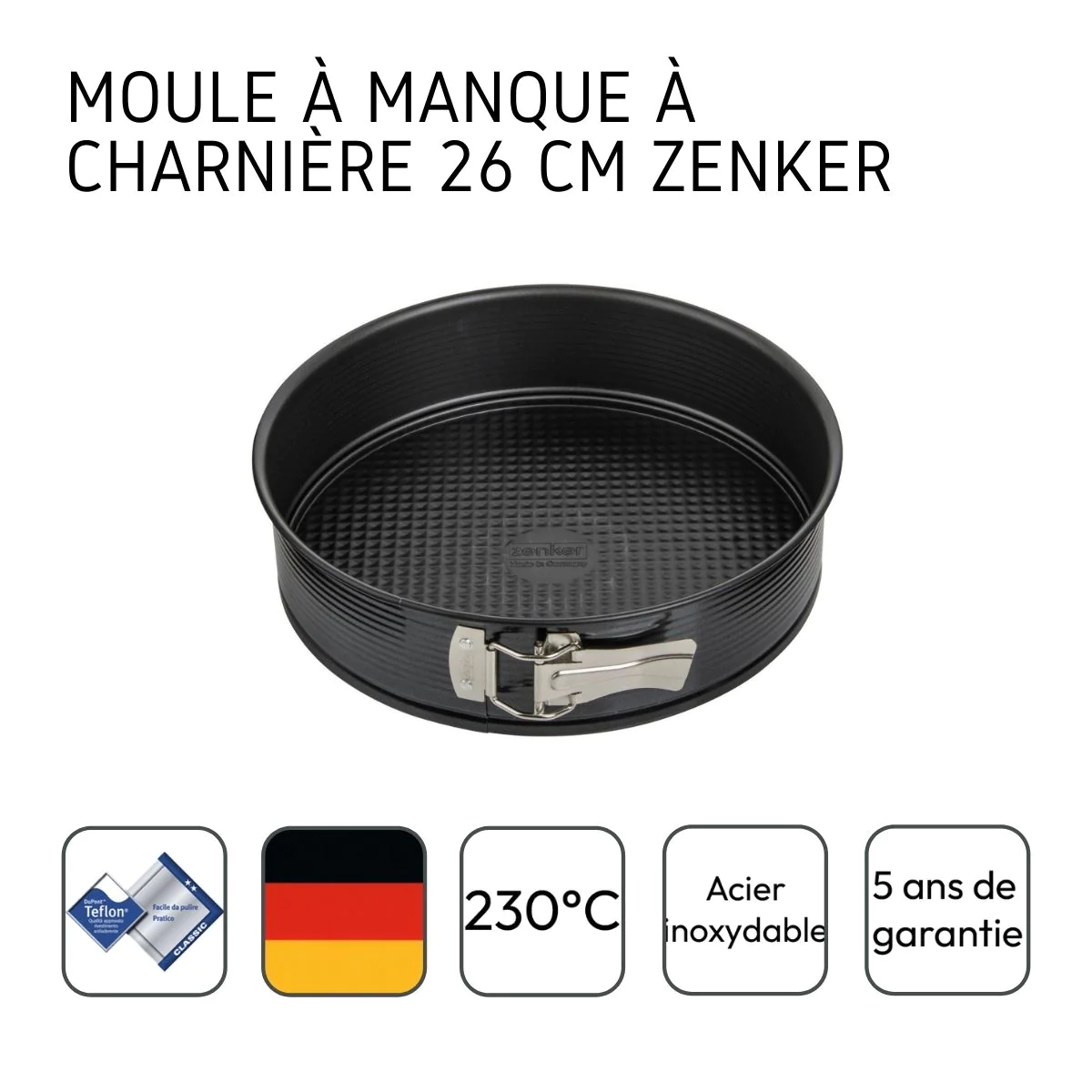 Moule à manqué à charnière 26 cm Black Metallic Zenker