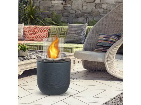 Brasero de jardin cheminée au bioéthanol pour intérieur et extérieur RAFFAELLO Ghisa Grigio d.35 x h55