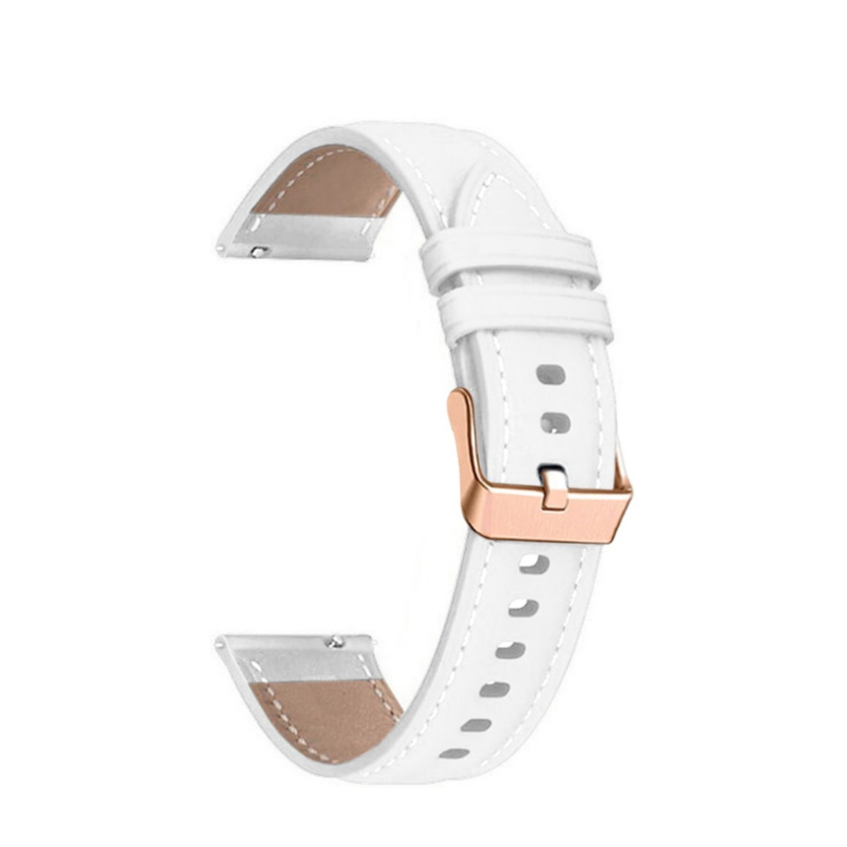 Echtleder Uhrenarmband mit Dornschliesse 18mm (Gelenkumfang: 180-220 mm) - Weiss / Braun
