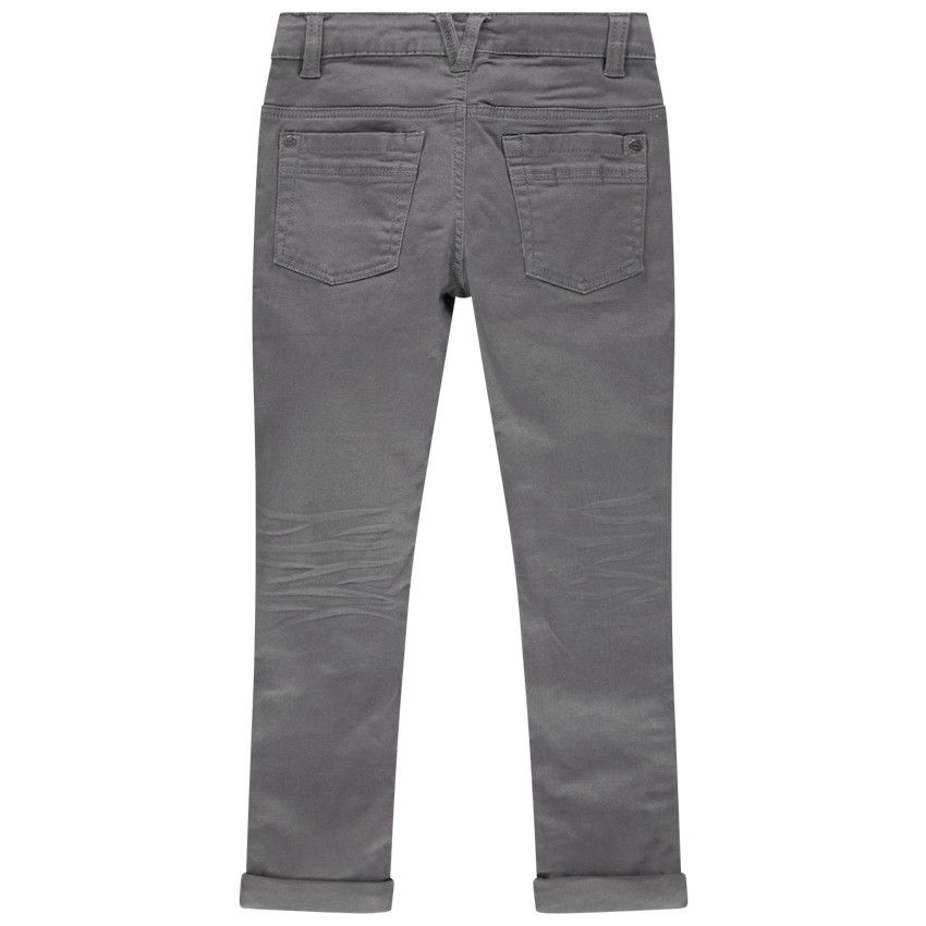 Pantalon à poches uni effet used et crinkle - Gris chiné