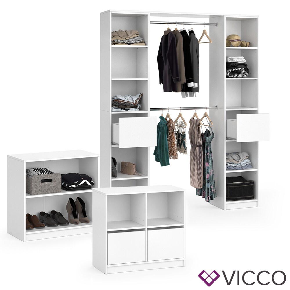 VICCO Kleiderschrank GUEST XXL offen begehbar Regal Kleiderständer Schrank weiß