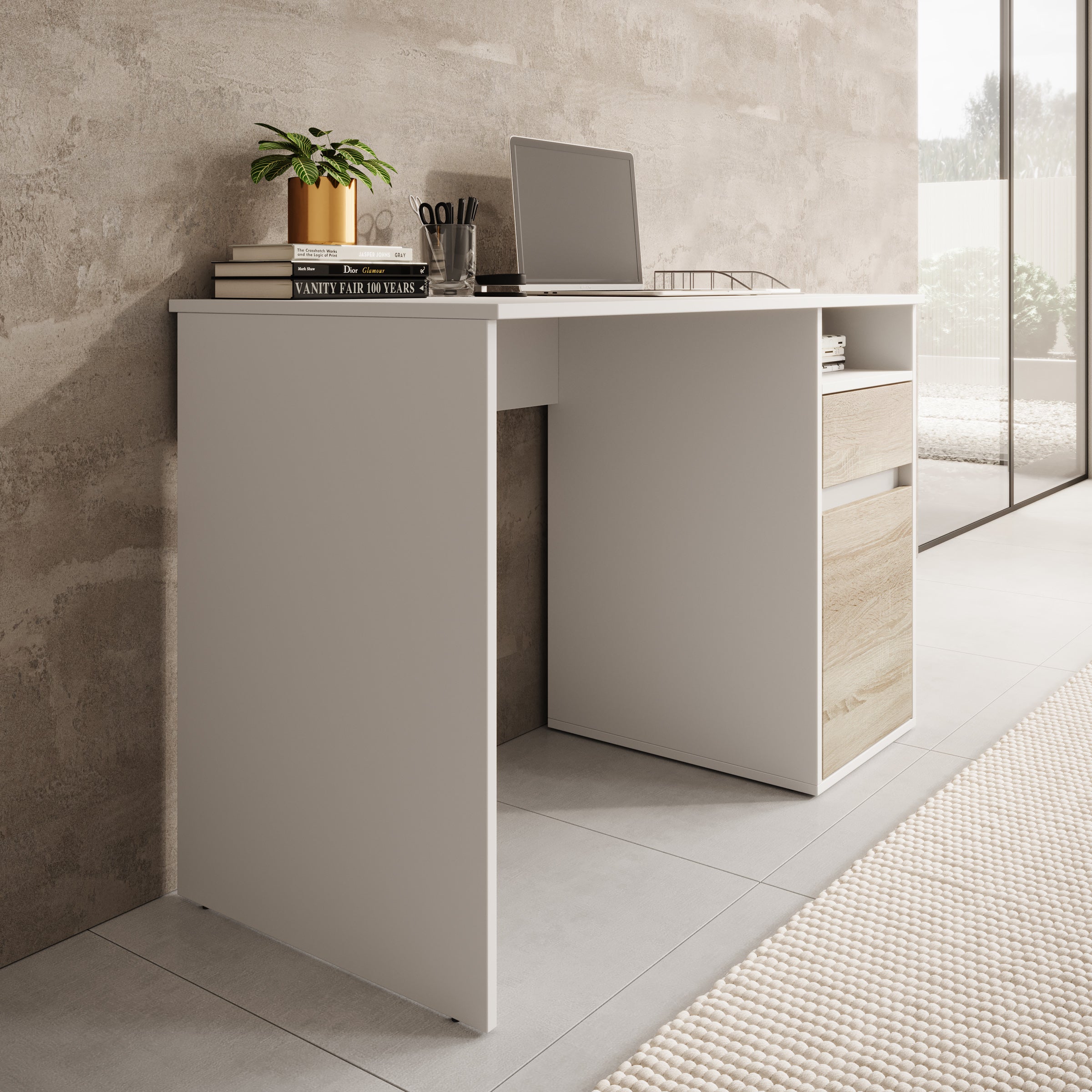 Meubella - Bureau Babot - Wit 2 - 120 cm