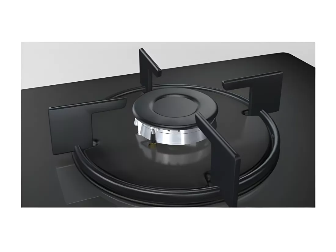 BOSCH POP6B6B10 Table de cuisson gaz - 4 foyers - 7400W - L56 x P48cm - Revetement verre trempe - Noir