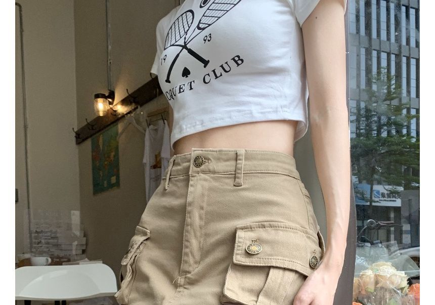 Monroll - Denim Mini Pencil Cargo Rok