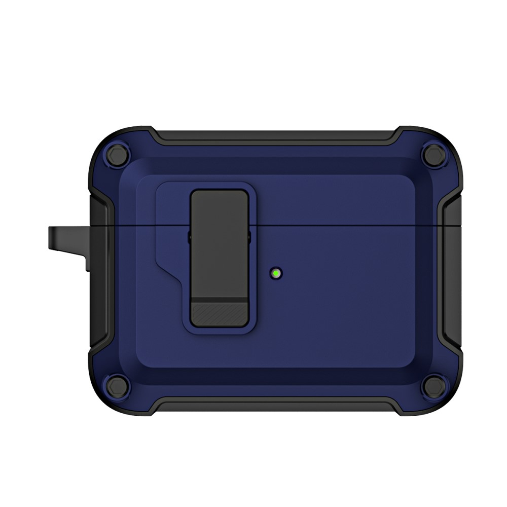 AirPods Pro 2 / AirPods Pro Hybrid Hardcase Schutzhülle mit Verschluss   Karabinerhaken - Schwarz / Blau