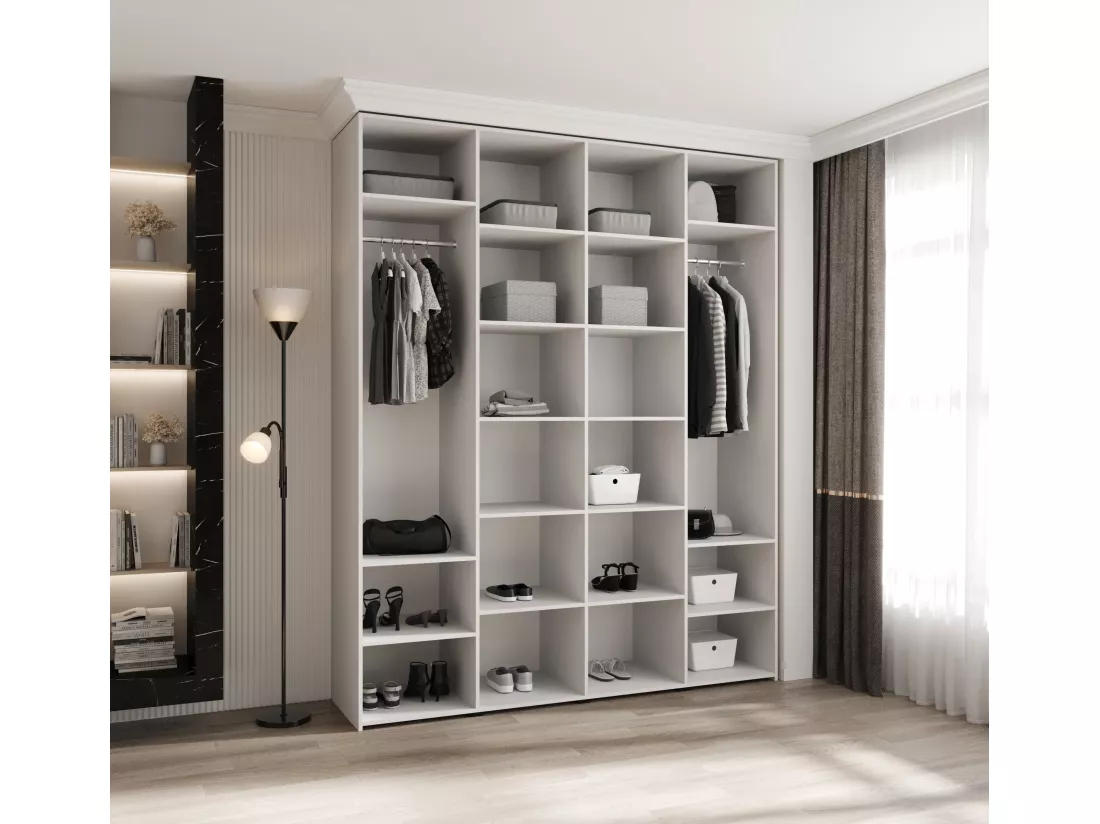 Armoire à portes battantes Como 3 245,5/200/50 4 portes (blanc/or)
