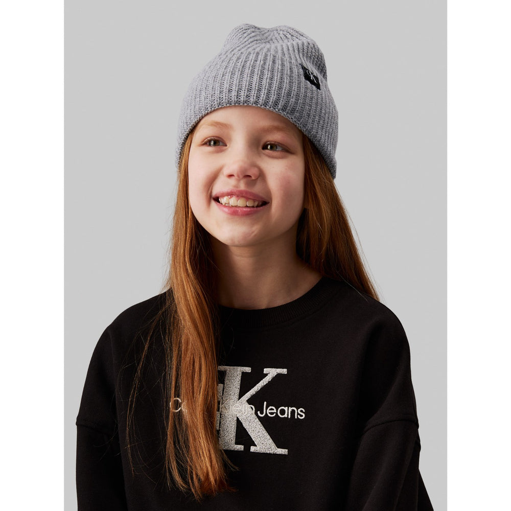 Køb Calvin Klein Grey Heather Monogram Rib Beanie