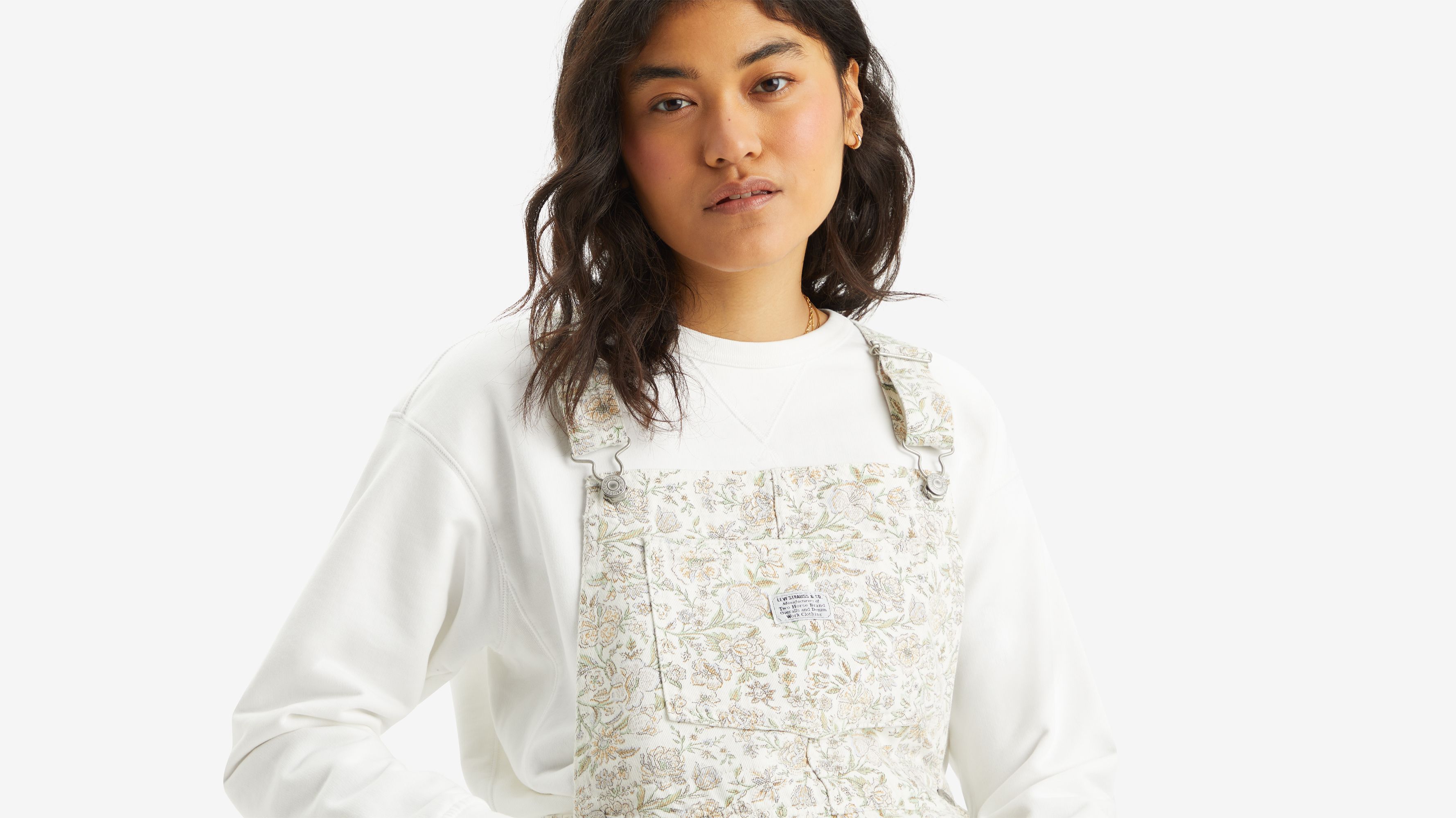 Salopette-short vintage - Tapestry Floral Egret Lw - Bleu