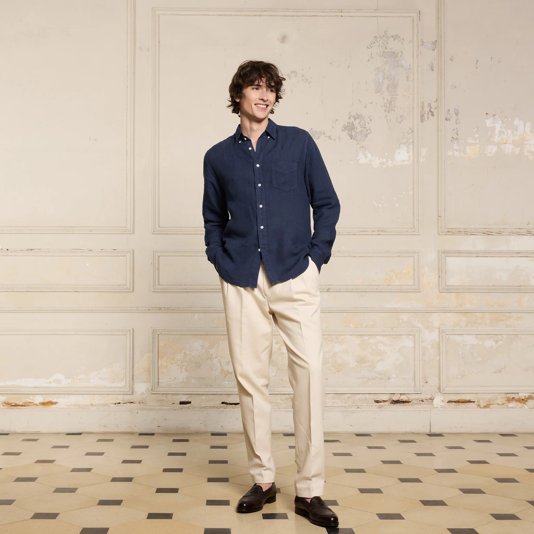 Blue linen shirt