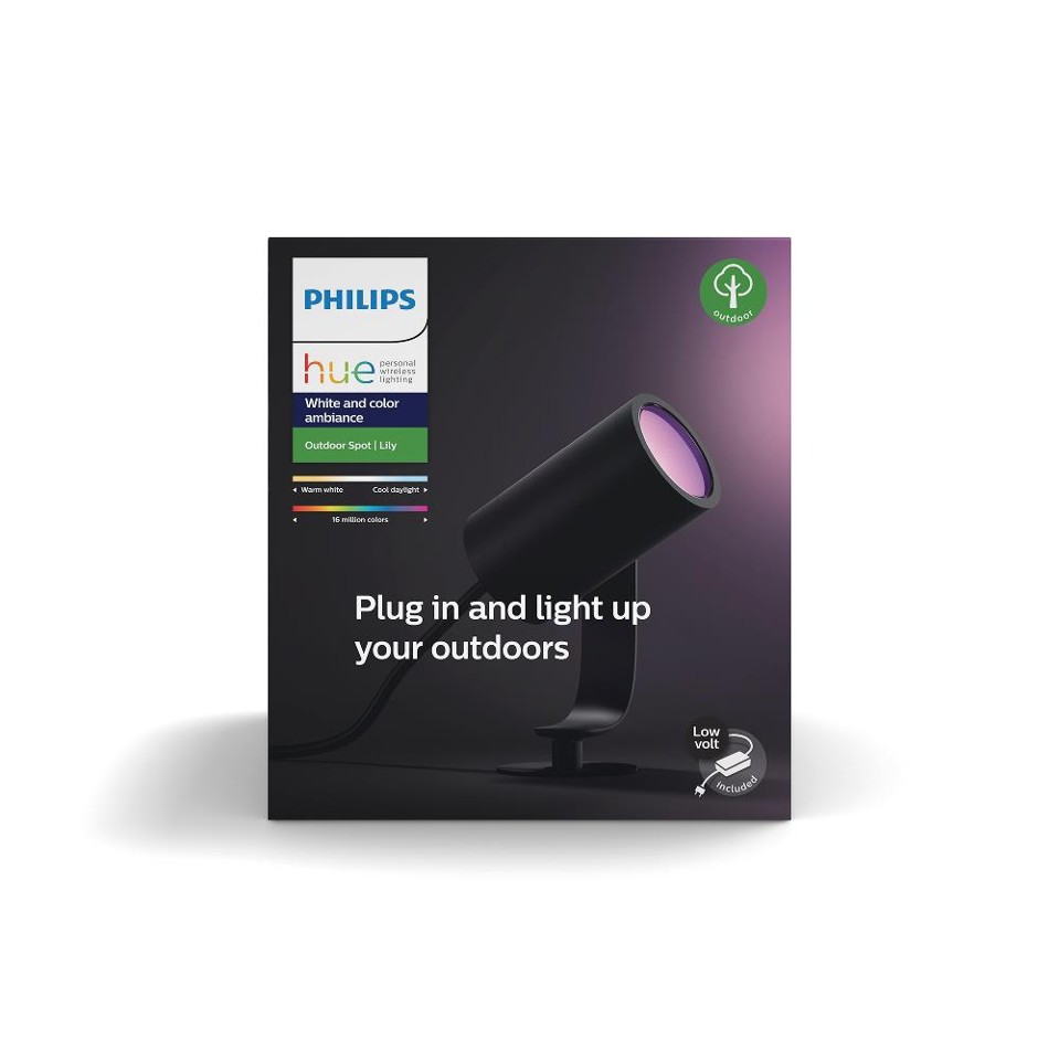 Philips Hue -Lily Spike Anthracite Ekstra Udendørs Spot u/Strømforsyning - White & Color
