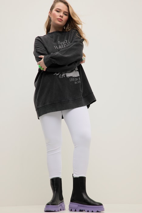 Leggings, Skinny Fit, Rippjersey, Elastikbund