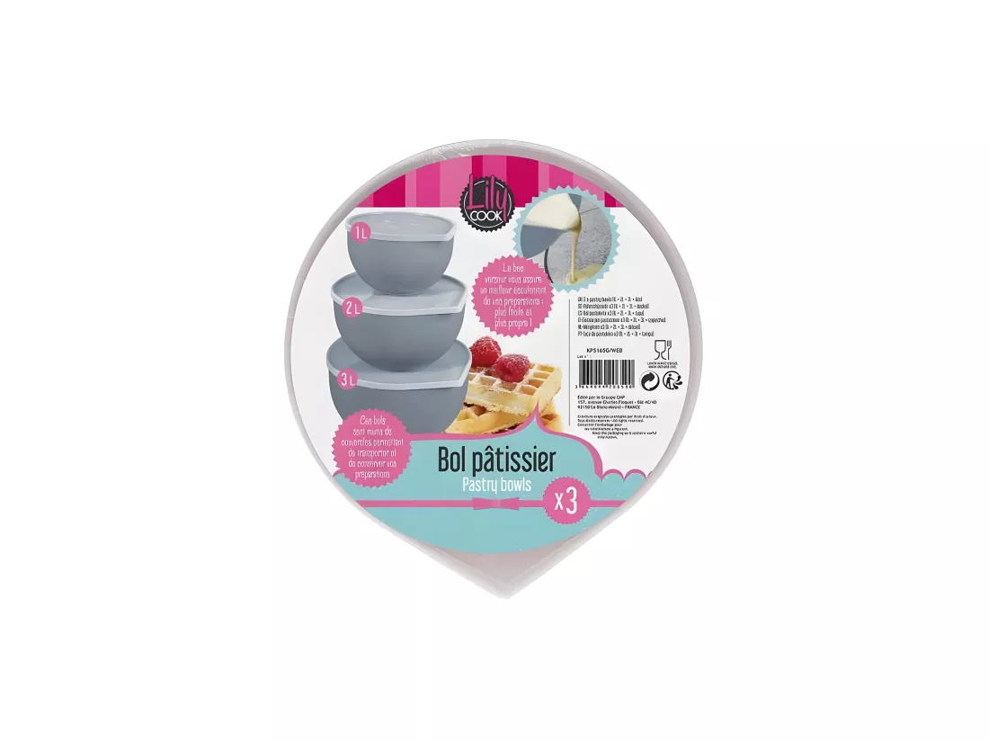 Set de 3 bols patissier avec couvecle