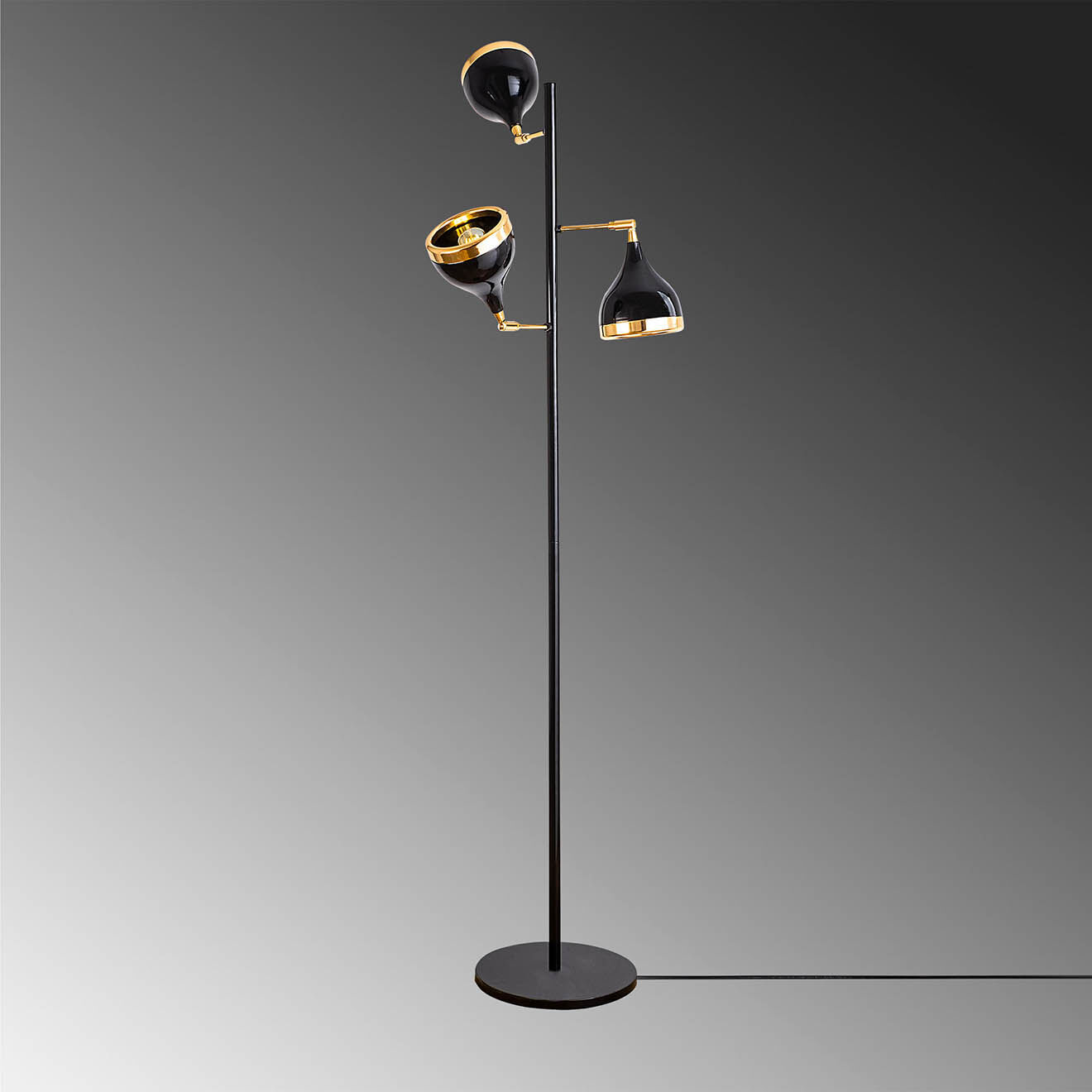 Opviq Lampadaire Yildo noir/doré - D.52x163 cm