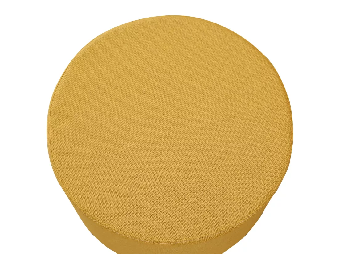 Pouf Tabouret Repose-pieds Rembourrée Bois Tissu Jaune 25x45x45