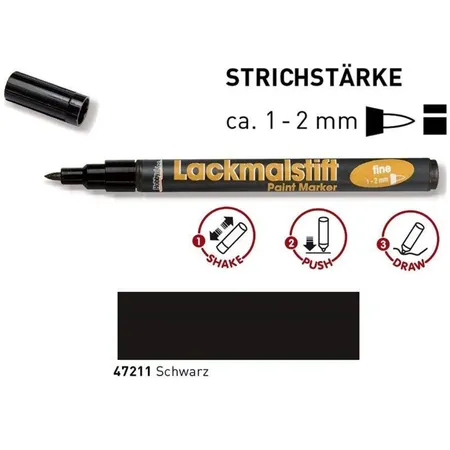 KREUL Lackmalstift fine Schwarz 1-2 mm