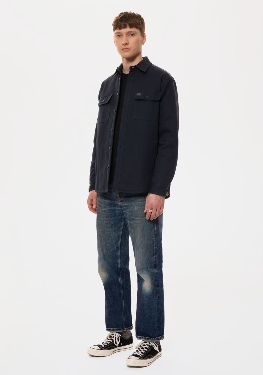 Nudie Jeans Overshirt Glenn Padded Shirt Navy