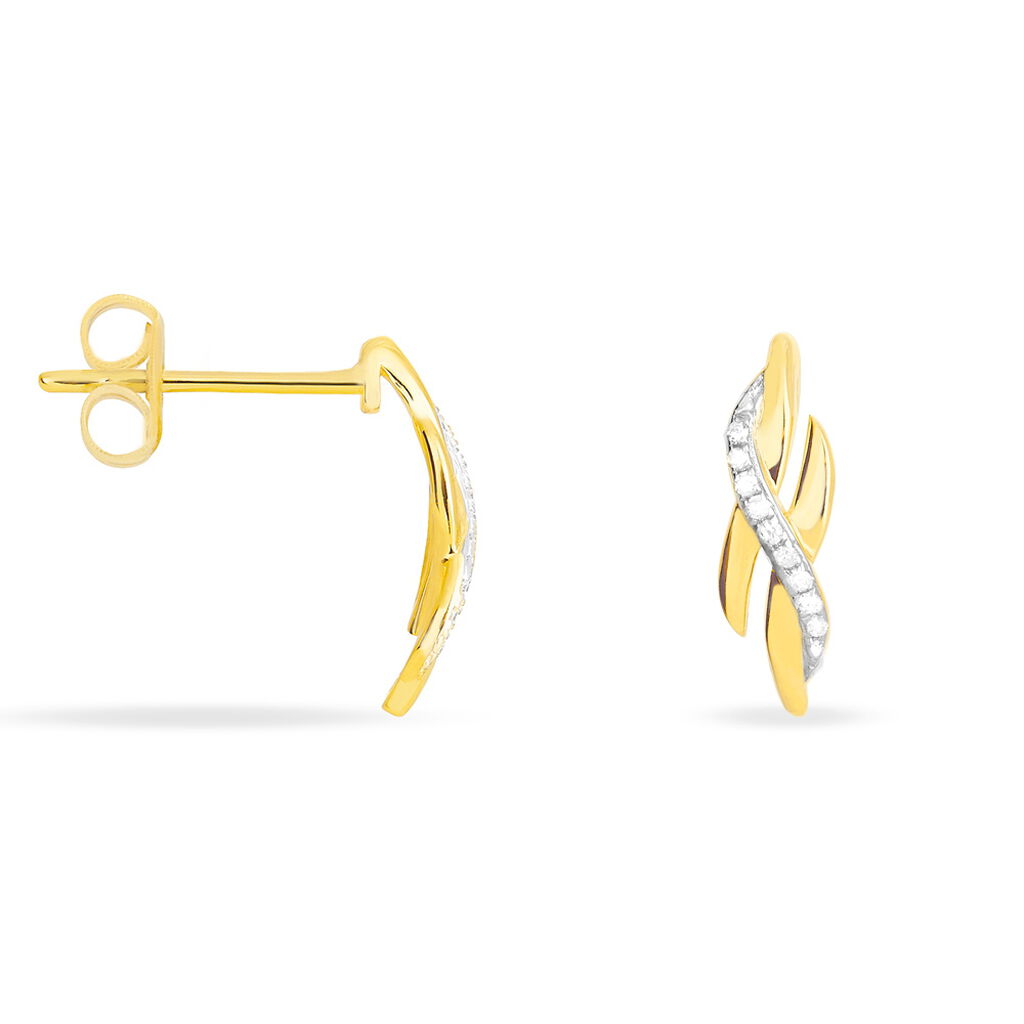 Boucles D'oreilles Puces Ester Or Jaune Diamant