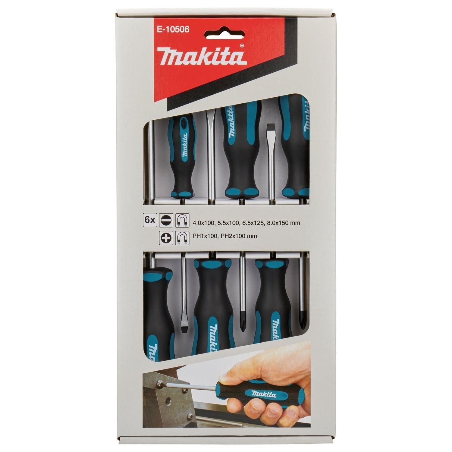 Makita E-10506 Schroevendraaierset 6-delig SL4 / SL5,5 / SL6,5 / SL8 / PH1 / PH2