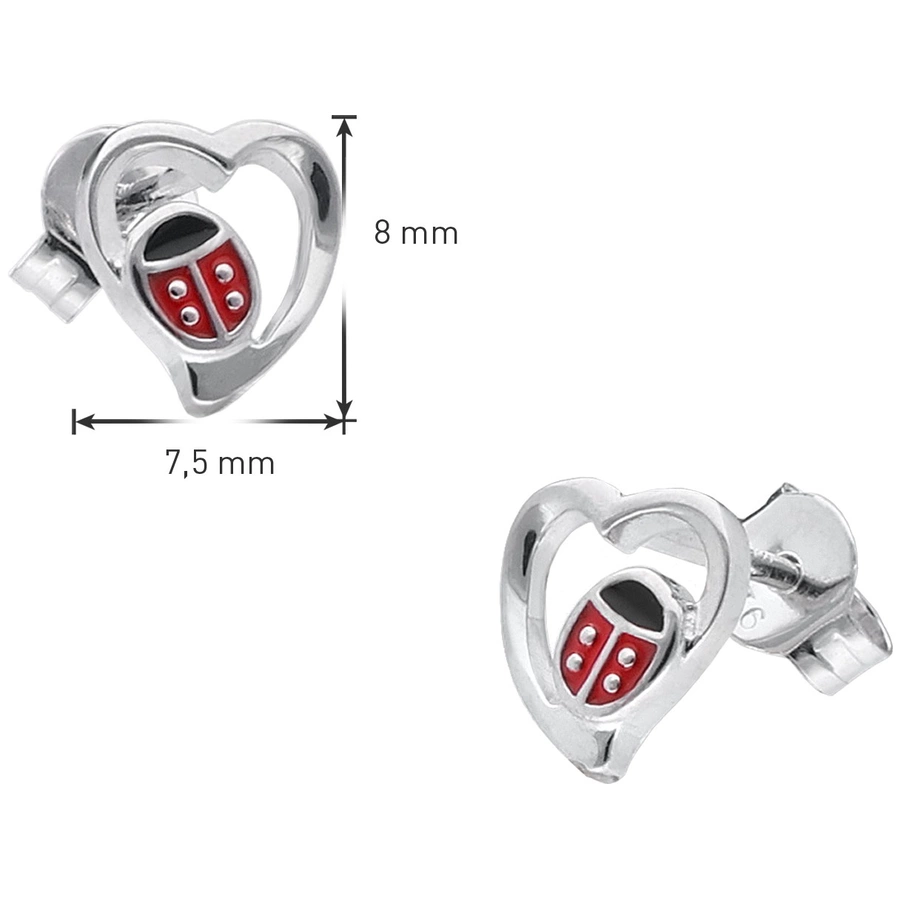 trendor Kinder-Ohrringe Silber 925 Ohrstecker HerzMarienkäfer silver