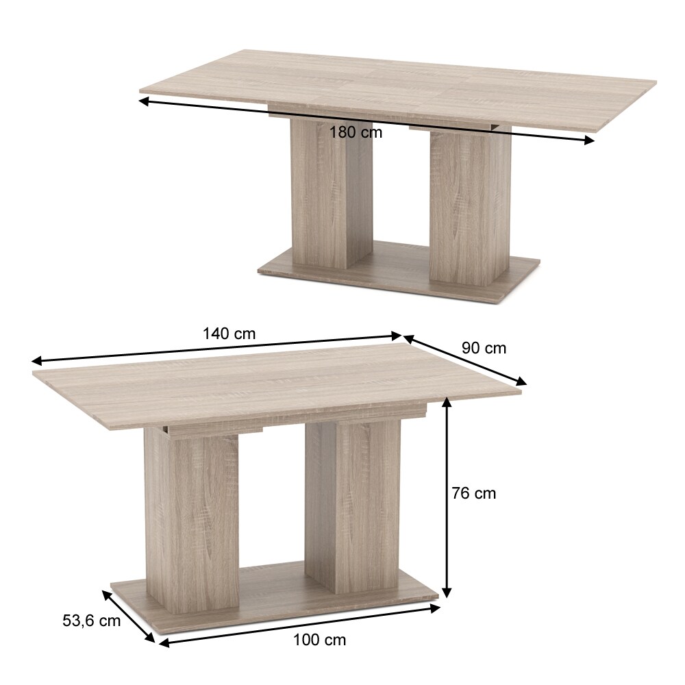 VICCO Esstisch DIX 140 - 180 cm Sonoma Eiche Esszimmertisch ausziehbar Küche