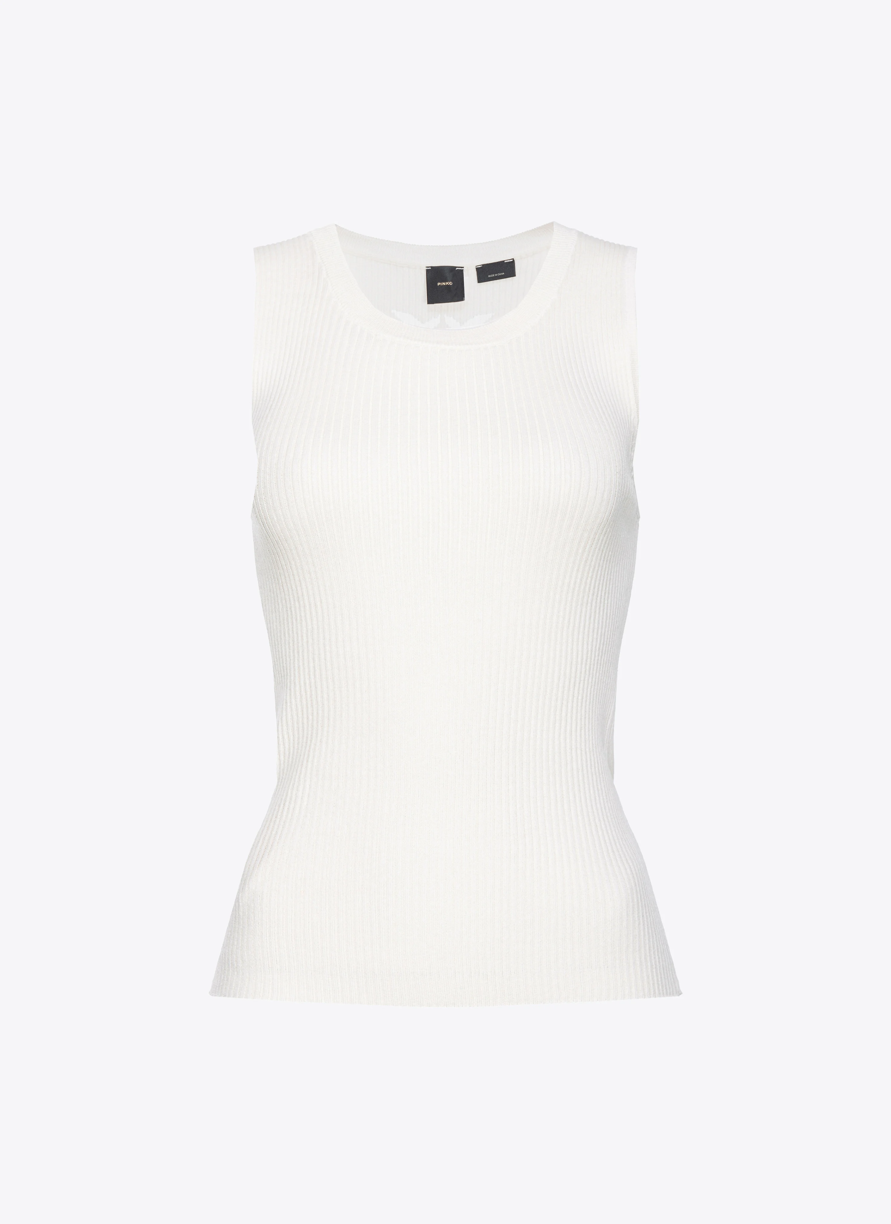 Top côtelé sans manches avec logo love birds transparent | Blanc