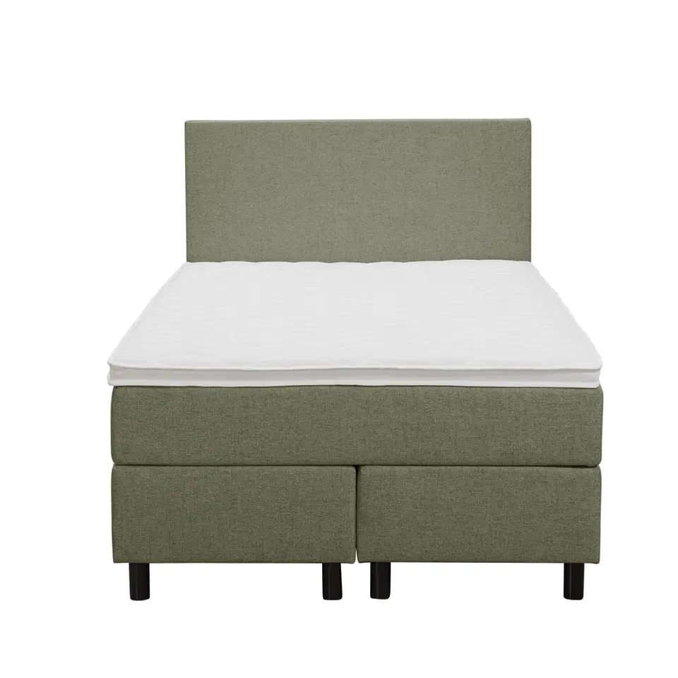 Boxspring Liv egaal - groen - 120x200 cm - ronde poot