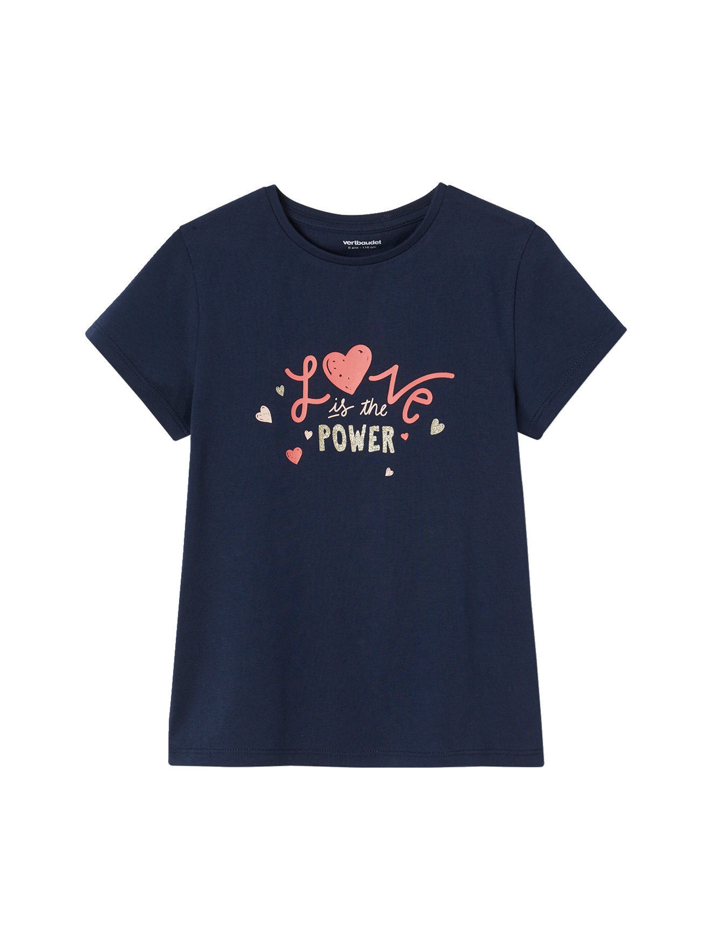 Vertbaudet 3er-Pack Mädchen T-Shirts, Glanzdetails BASIC marine