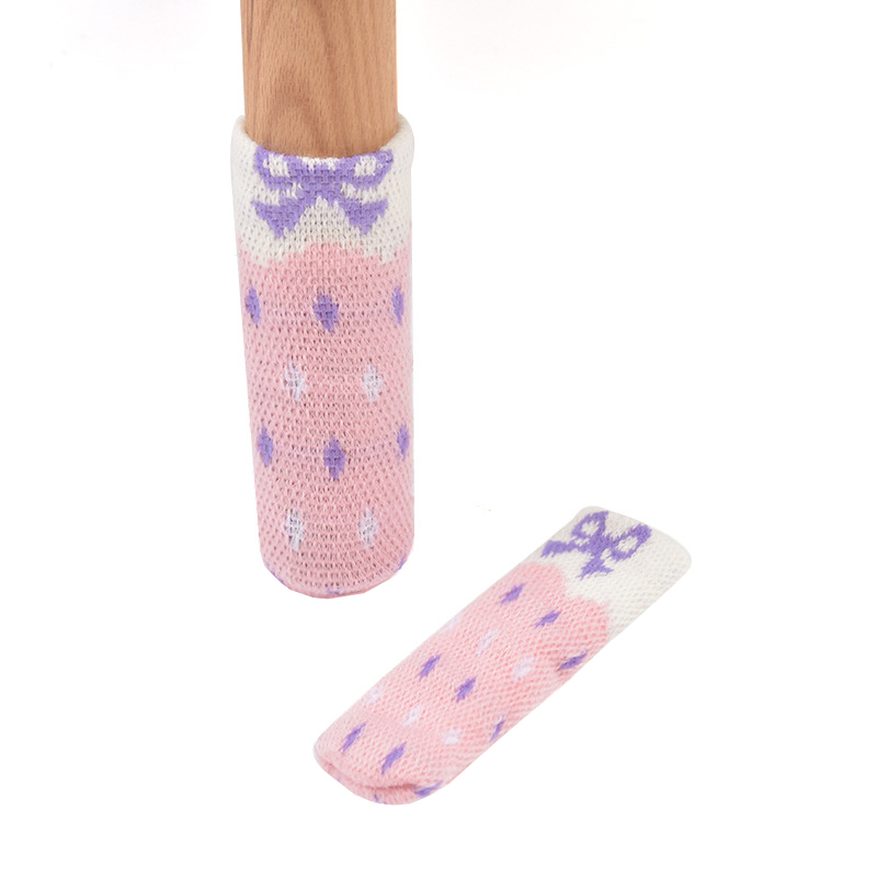 (4er Set) Stoff Stuhlbein Stulpen Schutz Tisch / Stuhl / Boden Schoner - Schleife / Rosa