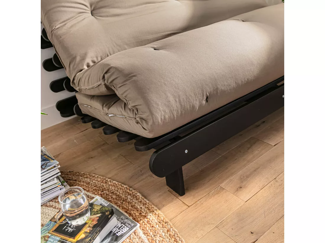 Matelas futon taupe coeur en latex 90x190