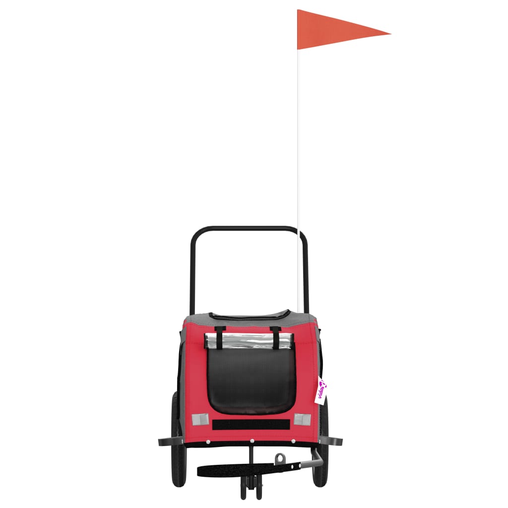 vidaXL Pet Bicycle Trailer Iron Oxford Cloth Vermelho Preto