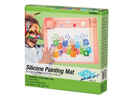 WEDO farvemåtte i silikone, (B)400 x (D)500 mm, pink sammenklappelig, med sammenklappelig farvekop, vaskbar, med lille - 1 stk (79504009)