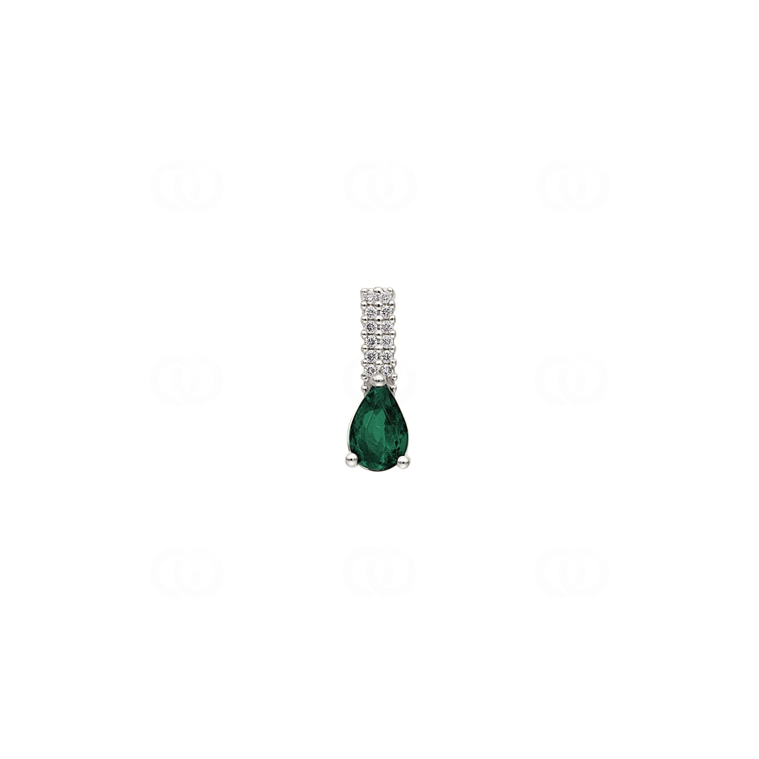 Anhänger 750/18 K Weissgold mit Smaragd & Diamanten 0.05 ct H/si