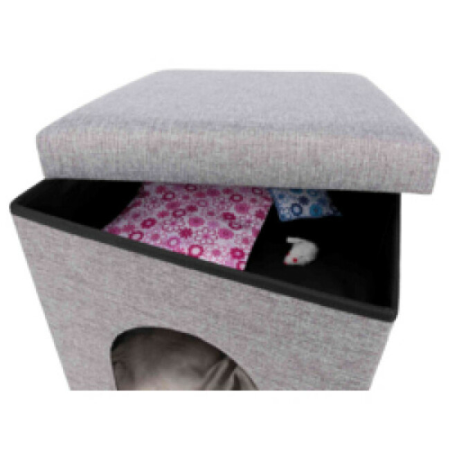 Abri à chat en tissu gris 38 x 40 x 38 cm Alois Trixie