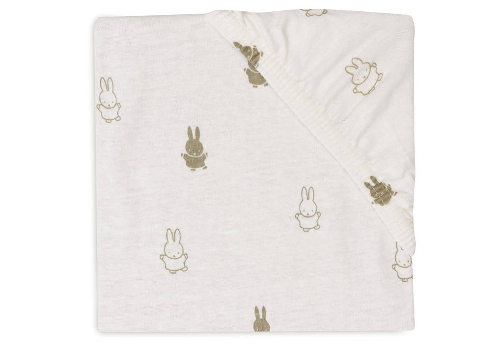 katoenen jersey ledikant hoeslaken 60x120cm Happy Miffy - Olive Green