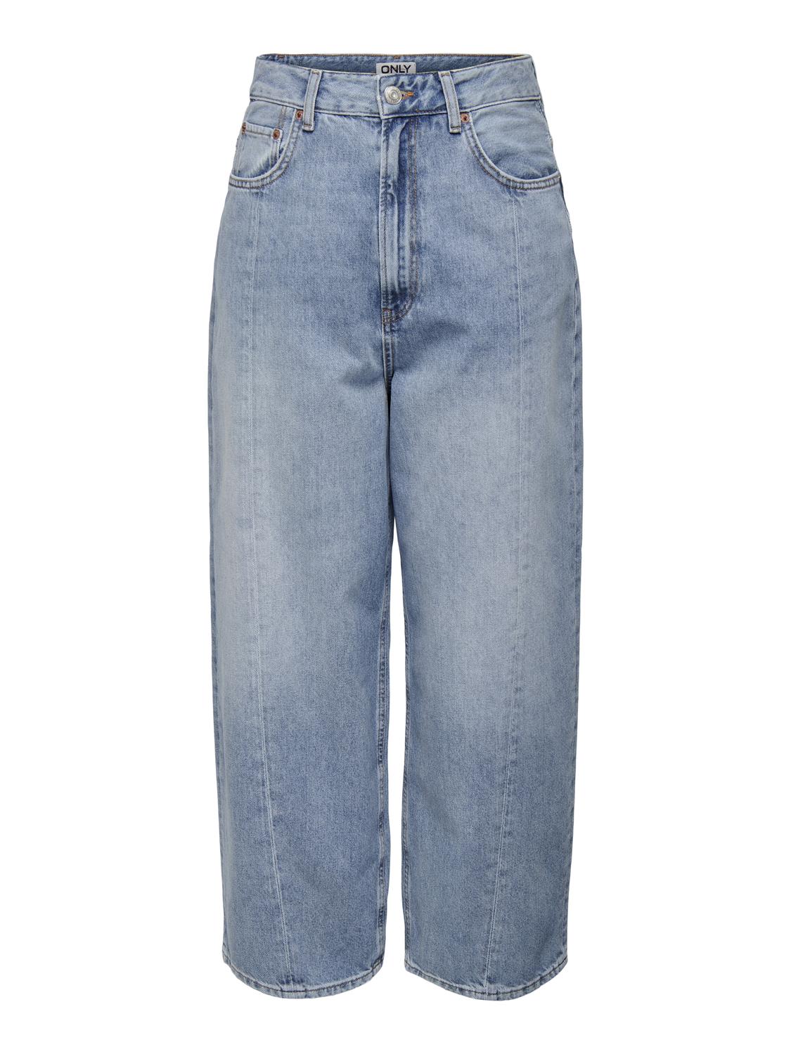 ONLZANE Hohe Taille Lockerer Sitz, verkürzt Jeans Light Blue Denim