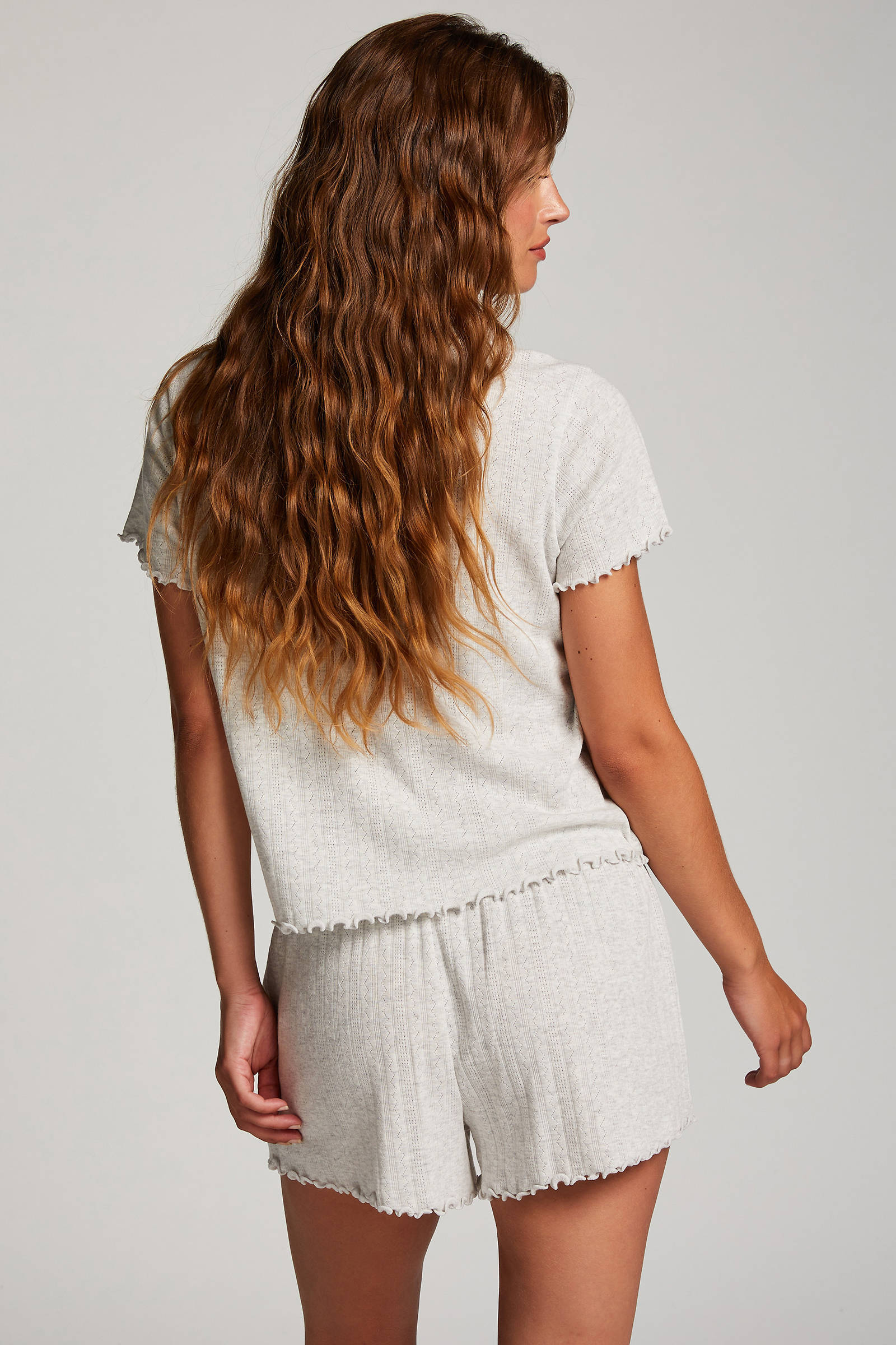 Hunkemöller pyjamashort met ribstructuur grijs