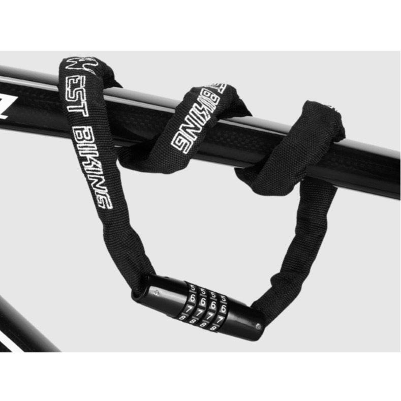(65cm) 4-Stelliges Code Fahrradschloss Velo Stahlketten Zahlenschloss - Schwarz