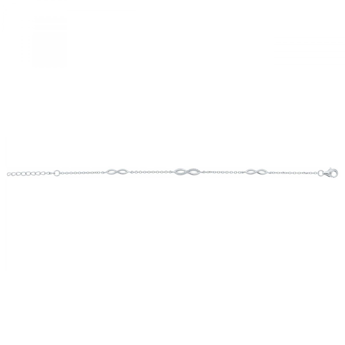 Bracelet souple multi-motifs en Argent avec oxyde de zirconium blanc
