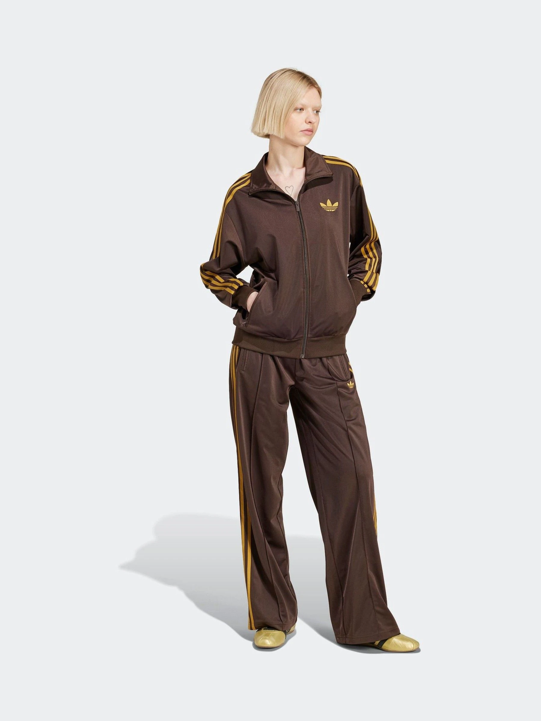 Bruin/geel - Adidas Original Firebird Classic ruimvallend Jack