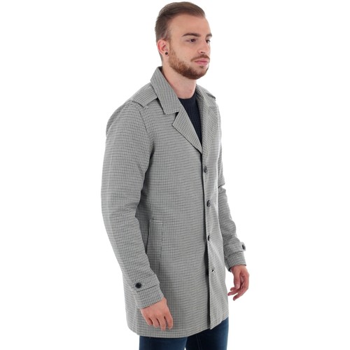 Jack & Jones - 12152575 JPRDAVE CHECK TRENCHCOAT DARK SLATE Marrón