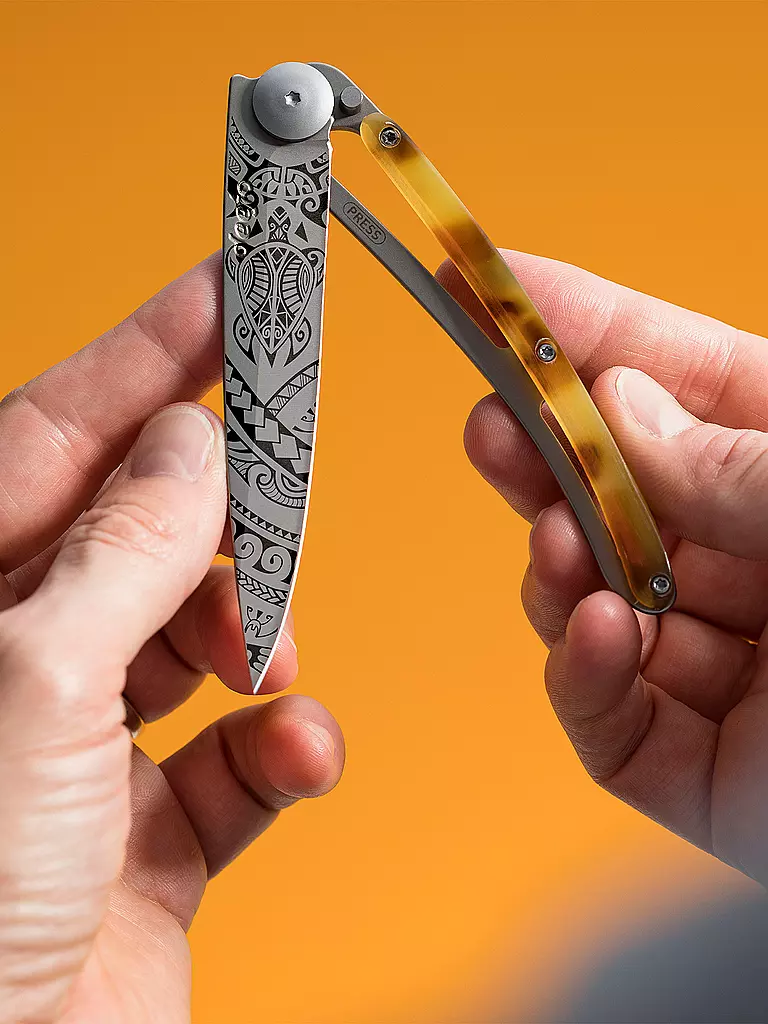 DEEJO Taschenmesser Schildpattoptik Hochglanz POLYNESIER 37G  silber