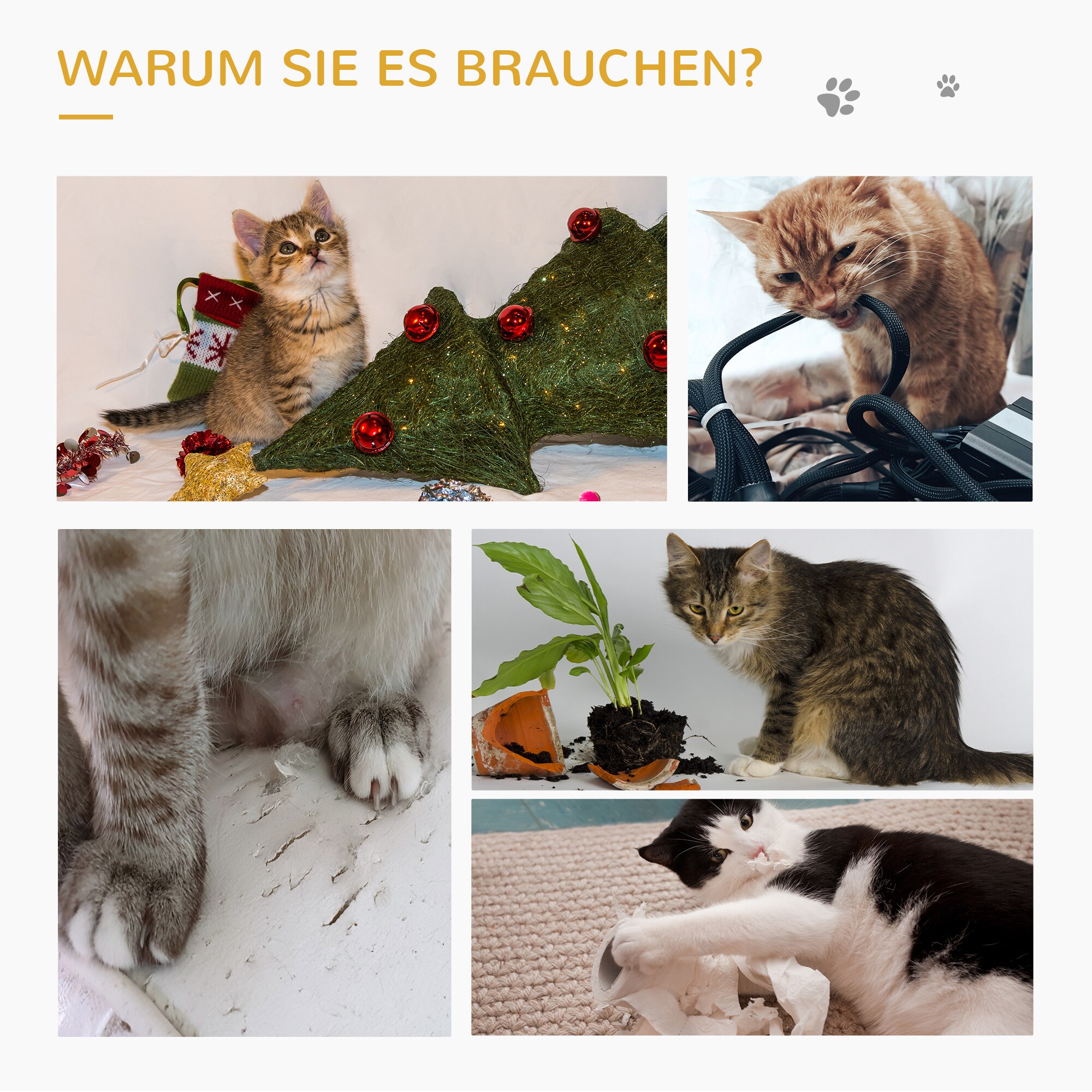 PawHut Katzenbaum mit Kratzbrett, Spielball und Häuschen 40 x 40 x 57 (BxTxH)