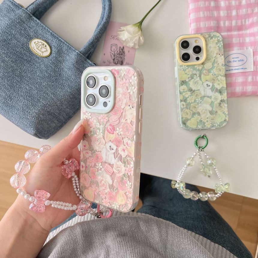 Elliure - Bloemenkat Telefoonhoesje / Band / Set - Apple iPhone 16 Pro Max / 16 Pro / 16 Plus / 16 / 15 Pro Max / 15 Pro / 15 Plus / 15 / 14 Pro Max / 14 Pro / 14 Plus / 14 / SE / 13 Pro Max / 13 Pro / 13