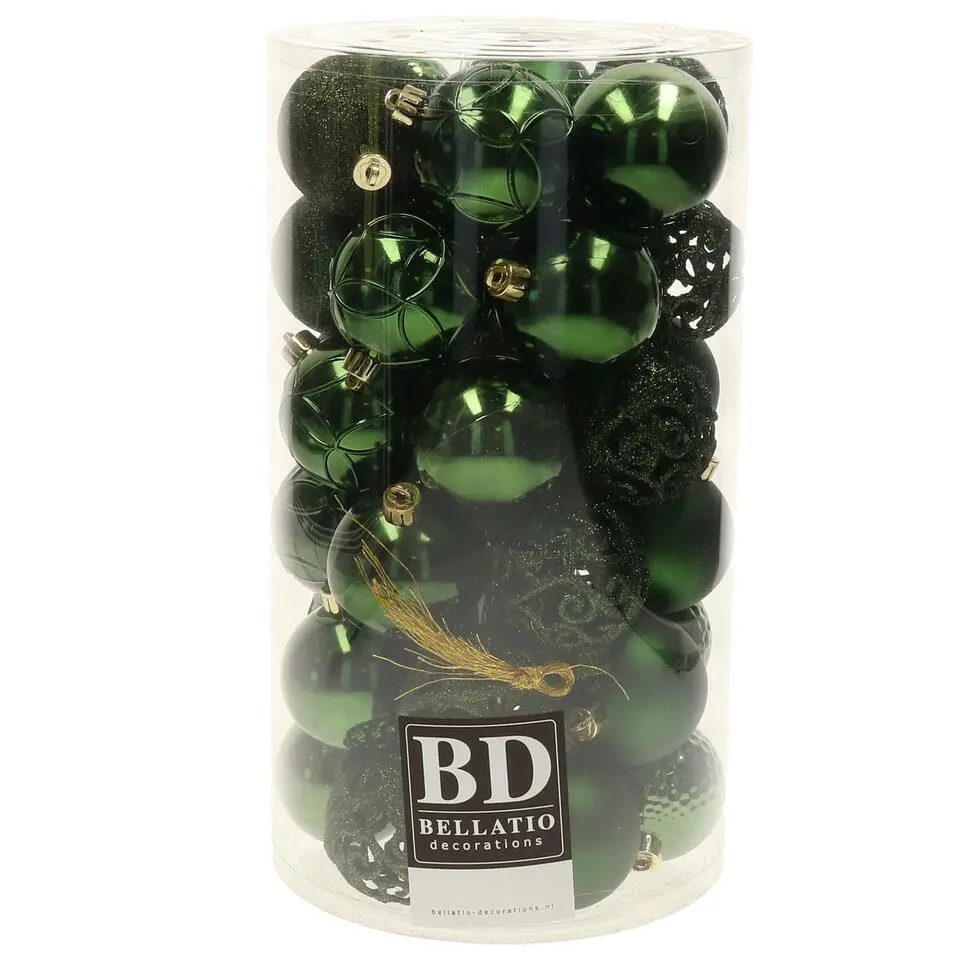 Bellatio Decorations kerstballen 37x -donkergroen -6cm -kunststof