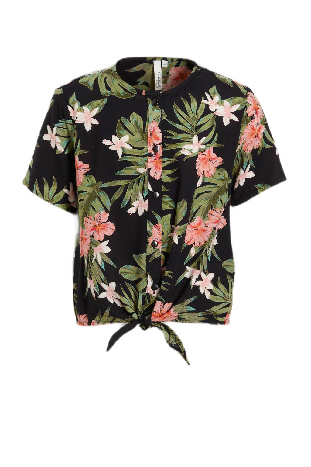 PIECES KIDS blouse LPNYA met all over print zwart/groen/roze