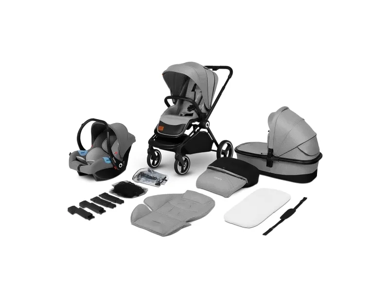 Lionelo 3 In 1 Strollers - Lo-Mika 3 In 1 Grey Stone