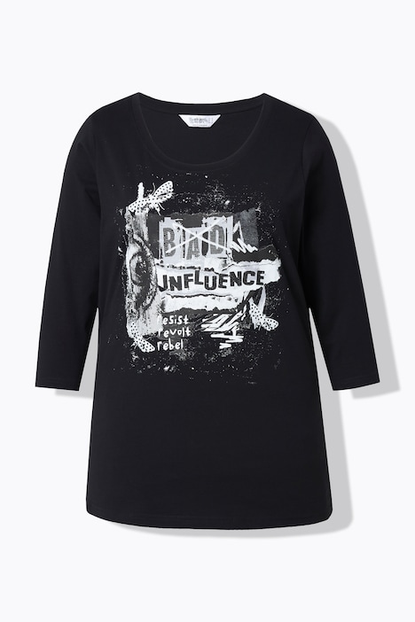 T-Shirt, Classic Fit, Collagen-Druck, 3/4-Ärmel