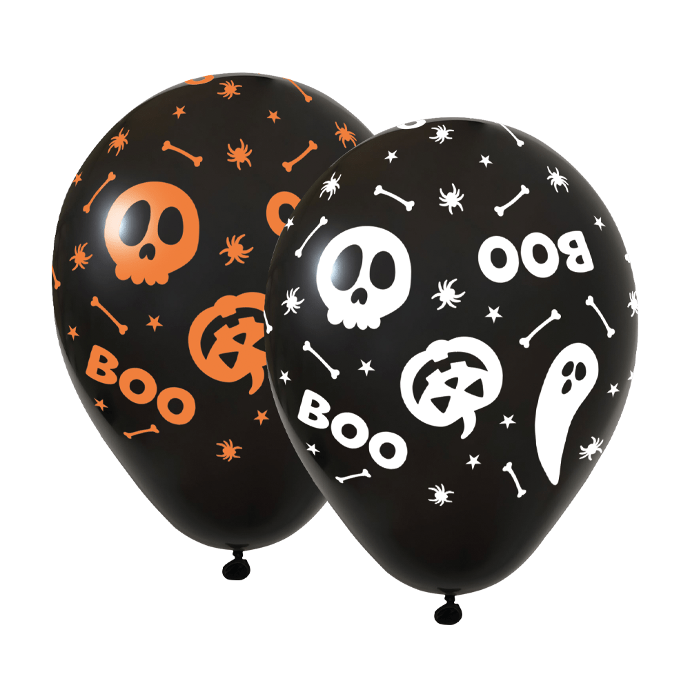 Halloween Ballonnen Zwart Oranje Boo 30cm 6st