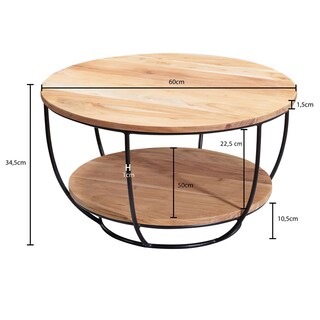 Couchtisch rund Ø 60 cm Akazie massiv